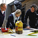 Ørnulf Opdahl, Queen Sonja and Kjell Nupen working on the art project &#147;Three journeys &#150; three landscapes&#148;. Published 25.06 2011. Handout picture from the Royal Court. For editorial use only - not for sale. Photo: Rolf M. Aagaard / the Royal Court.  